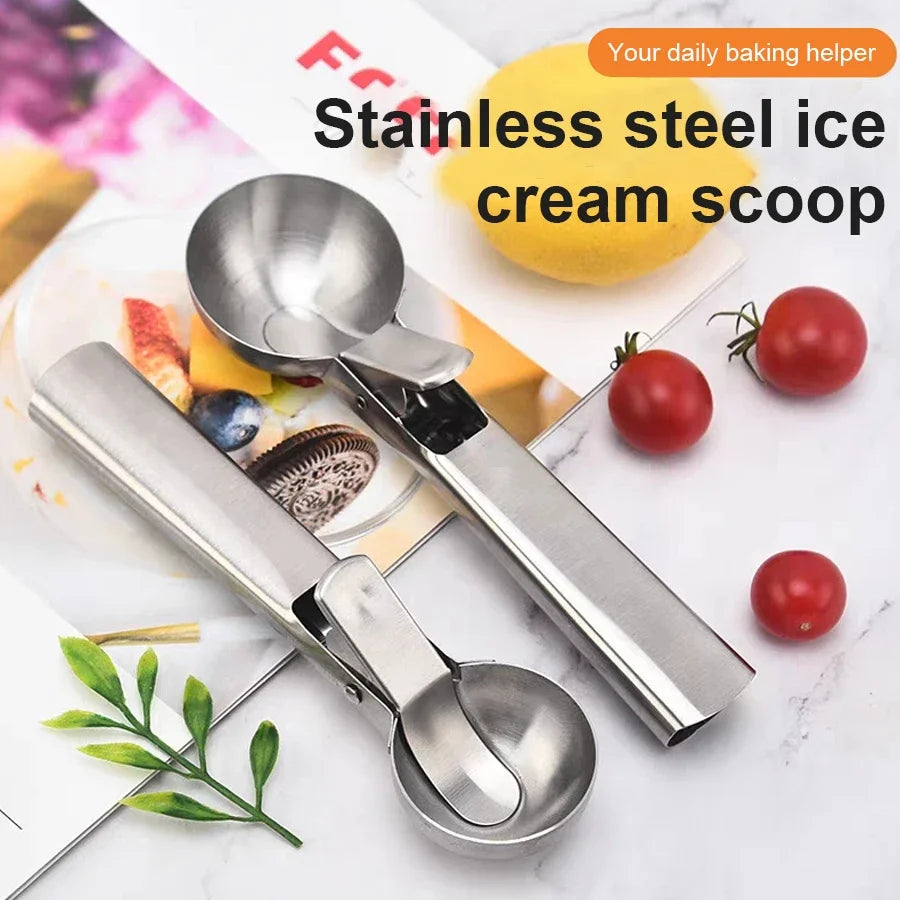 Stainless Steel Dual-Purpose Ice Cream Scoop Multifunctional Fruit Scooper Kitchen Supplies