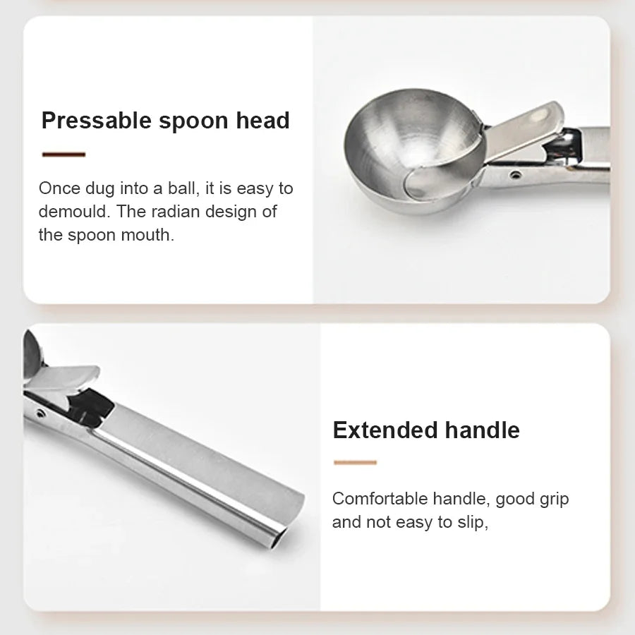 Stainless Steel Dual-Purpose Ice Cream Scoop Multifunctional Fruit Scooper Kitchen Supplies